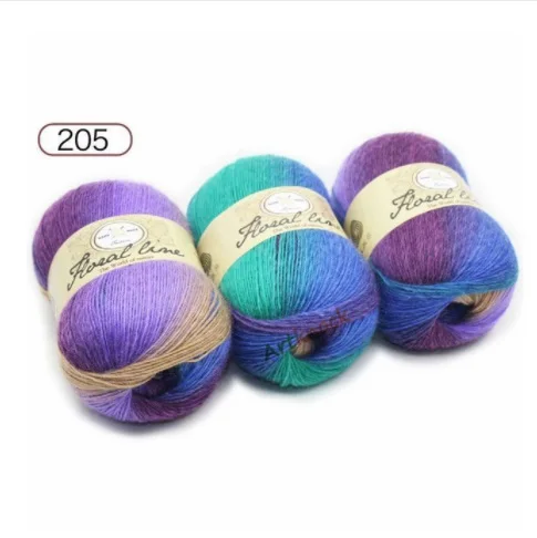 205 Mylb 3 шт. х 100 г тонкая Радужная пряжа для вязания кашемир шерстяная пряжа для вязания крючком Меланжевая высокопрочная спица 12 - Цвет: 205