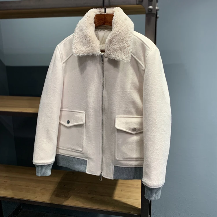 Шерстяной меховой воротник шерстяная ткань белый утиный пуховик Мужская