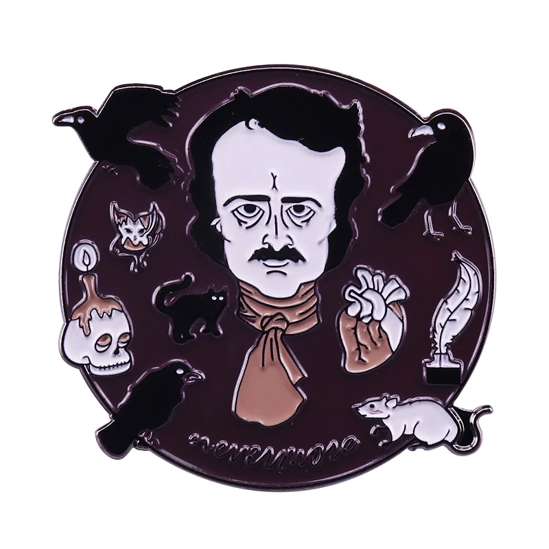Значок с пуговицей Эдгара Аллана Poe значок вороном Nevermore готические жуткие