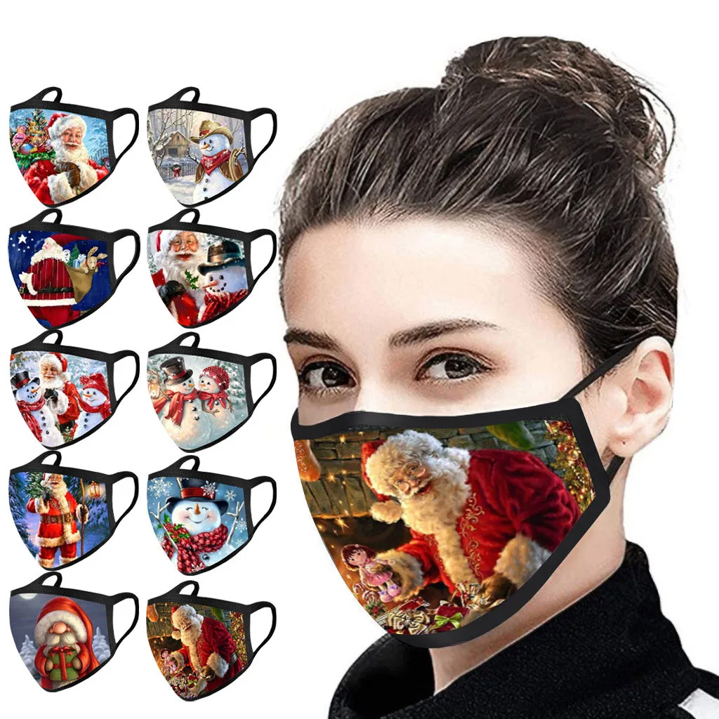1 шт. рождественские унисекс маски для лица Рождественский Санта и олень принт