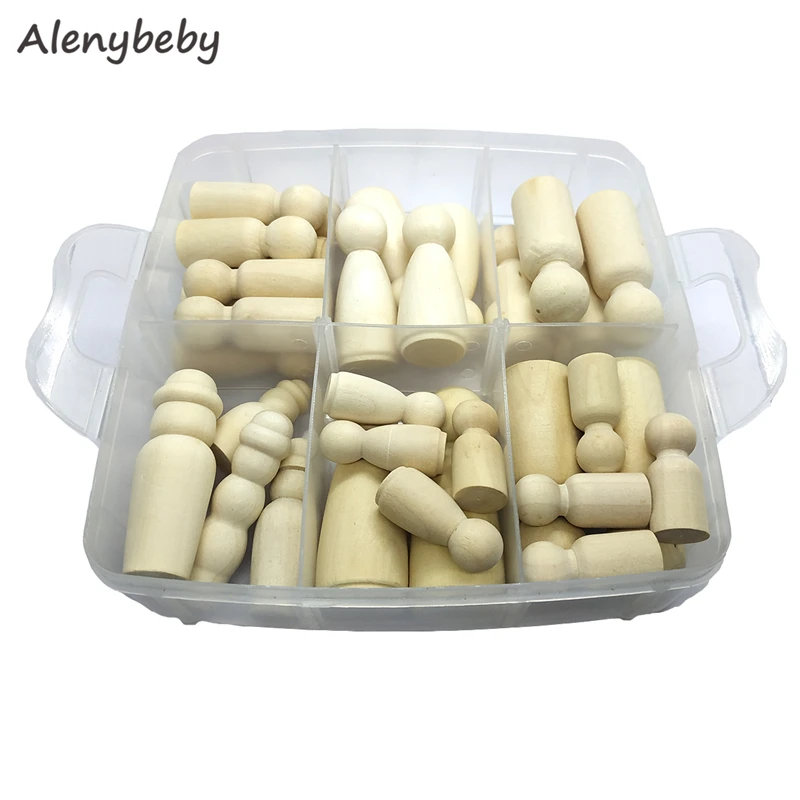 35 шт. деревянные колышки для кукол в форме людей неокрашенные свадебные