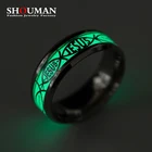 SHOUMAN светящийся в темноте золотой Иисус инкрустация зеленый фон Модные мужские женские флуоресцентные кольца