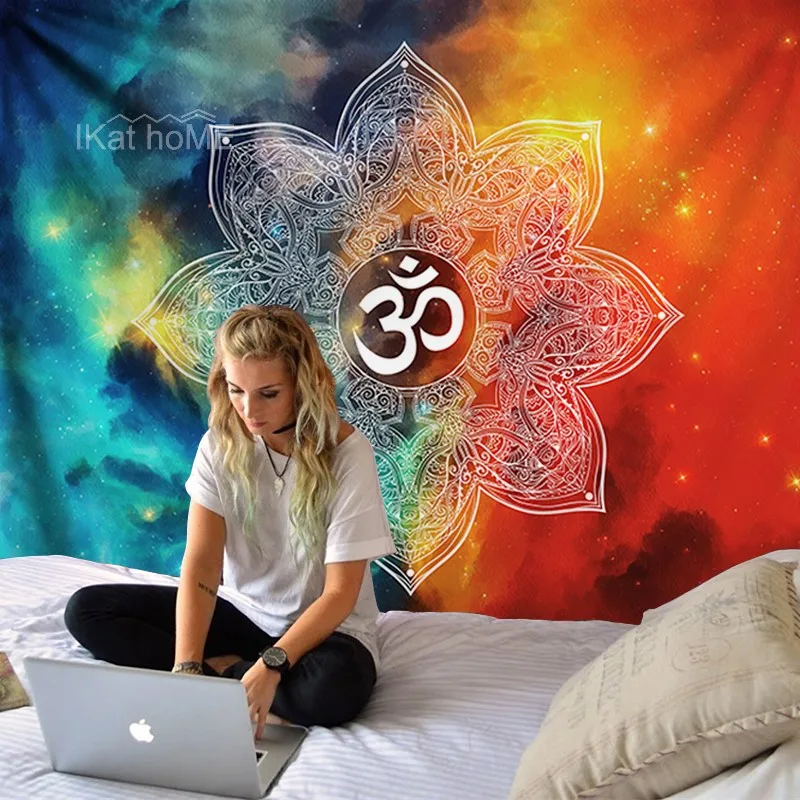 Большой Мандала настенная галактика Psychedelic гобелен индийский хиппи Йога чакра