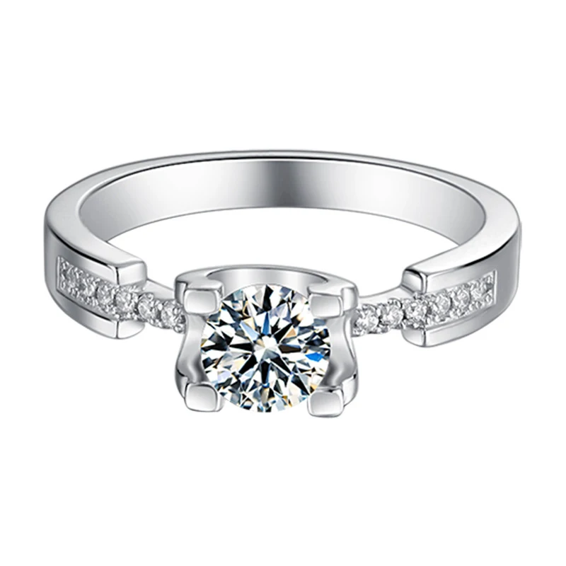 

Knobspin 100% 925 Sterling Silver Real 0.5 Carat D Color Moissanite Engagement Rings For Women Anniversary Gift Fine Jewelry