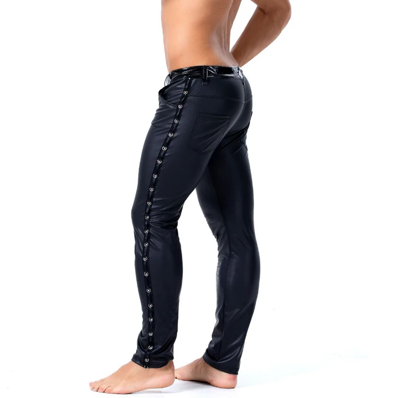 Сексуальные мужские крутые штаны AIIOU из искусственной кожи новинка черные