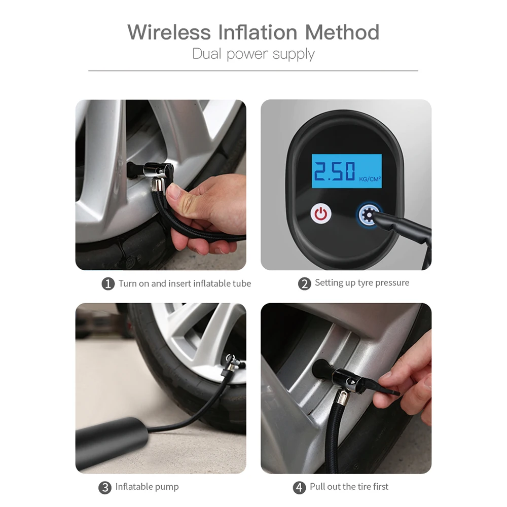 12V 150PSI USB interface portable air compressor Inflatable pump with LCD display for car bicycles Tires Balls Swimming Rings | Автомобили