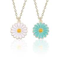 cute korean fashion necklace women alloy golden chain white sunflower temperament pendant fine jewelry gifts necklaces