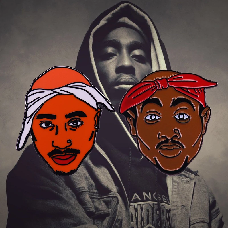 Эмалированная брошь Tupac Shakur в виде певицы рапера 2pac Thug Life стиле хип хоп со