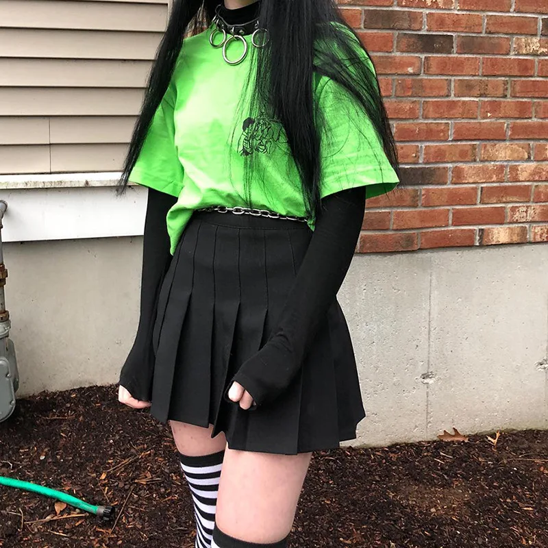 Goth Dark Neon свободные футболки с принтом в готическом стиле гранж буквами из