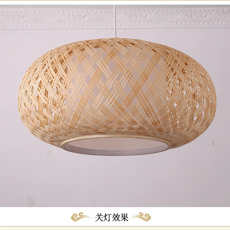 Круглый ручной вязки Бамбук из ротанга подвесной светильник шнур приспособление