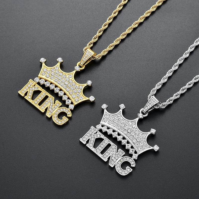 

Spring and Summer New Men's Pendant Necklace Hip Hop Style Crown Letter Men's Simple Fashion Necklace Pendant