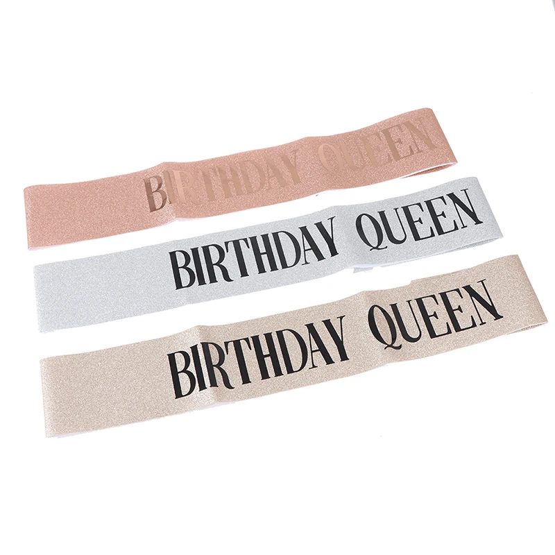 

Birthday Party Shoulder Strap Birthday Girl/Queen Etiquette Belt Happy Birthday Satin Sashes Favor Anniversary Decor 1pc
