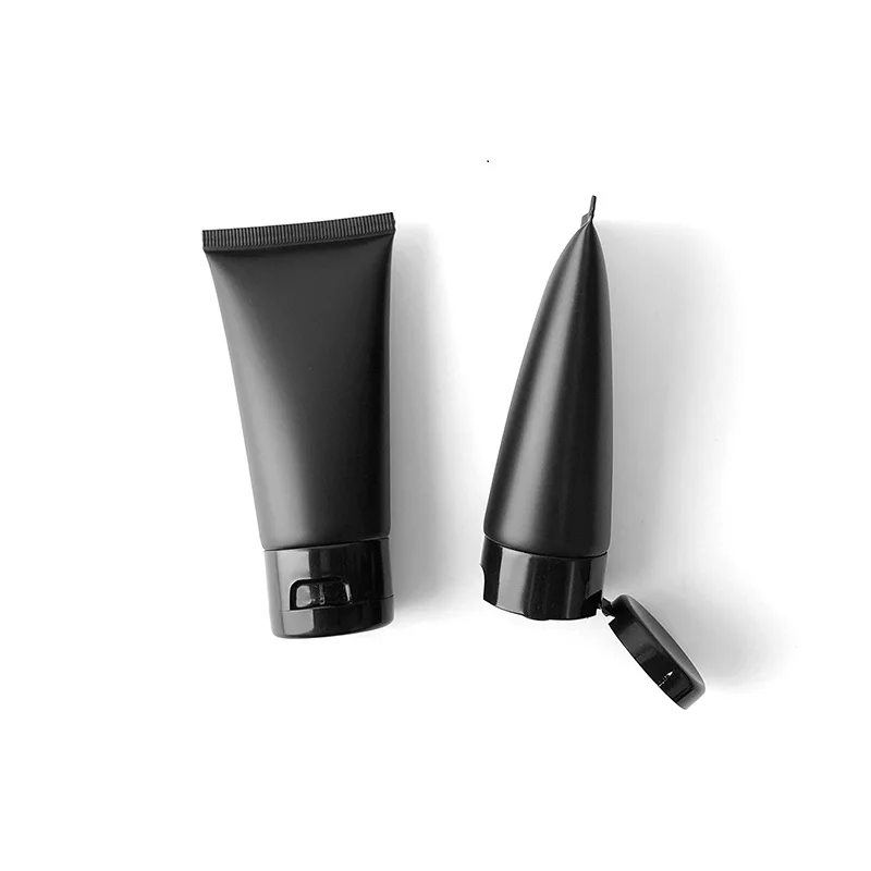 

50ml Matte Black Squeeze Bottle 50g Empty Cosmetic Container Body Lotion Cream Packaging Skincare Frosted Plastic Squeeze Tube