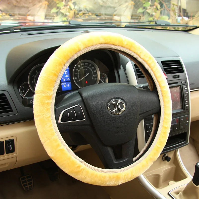 

Imitation Cashmere Car Plush Steering Wheel Cover Soft Warm Winter Auto Steering Wheel Cover For 36-40CM