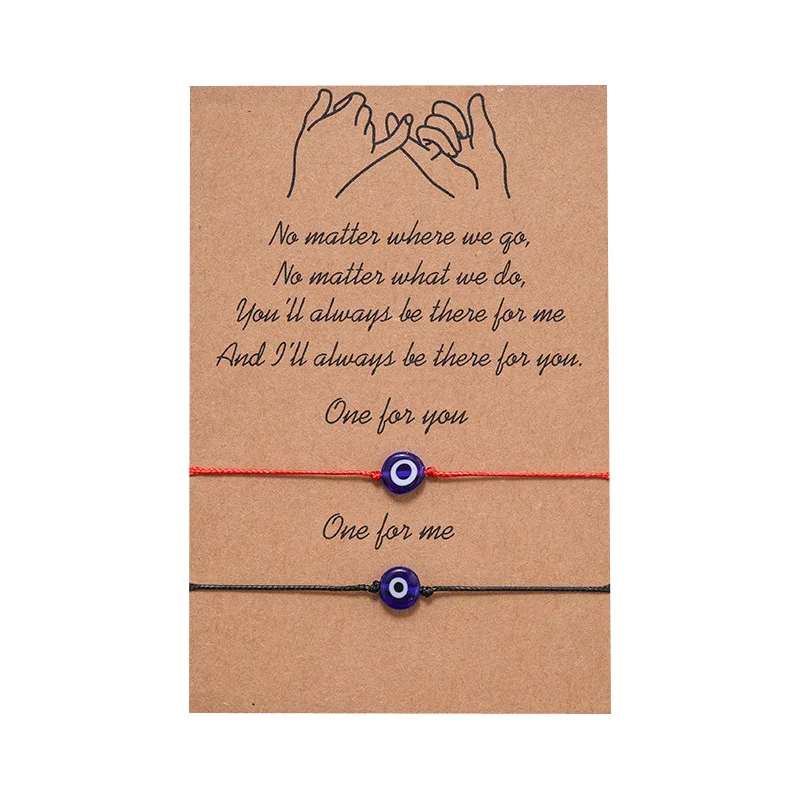 Браслет с подвеской злой глаз Lucky Blue красная веревка регулируемый браслет для пар