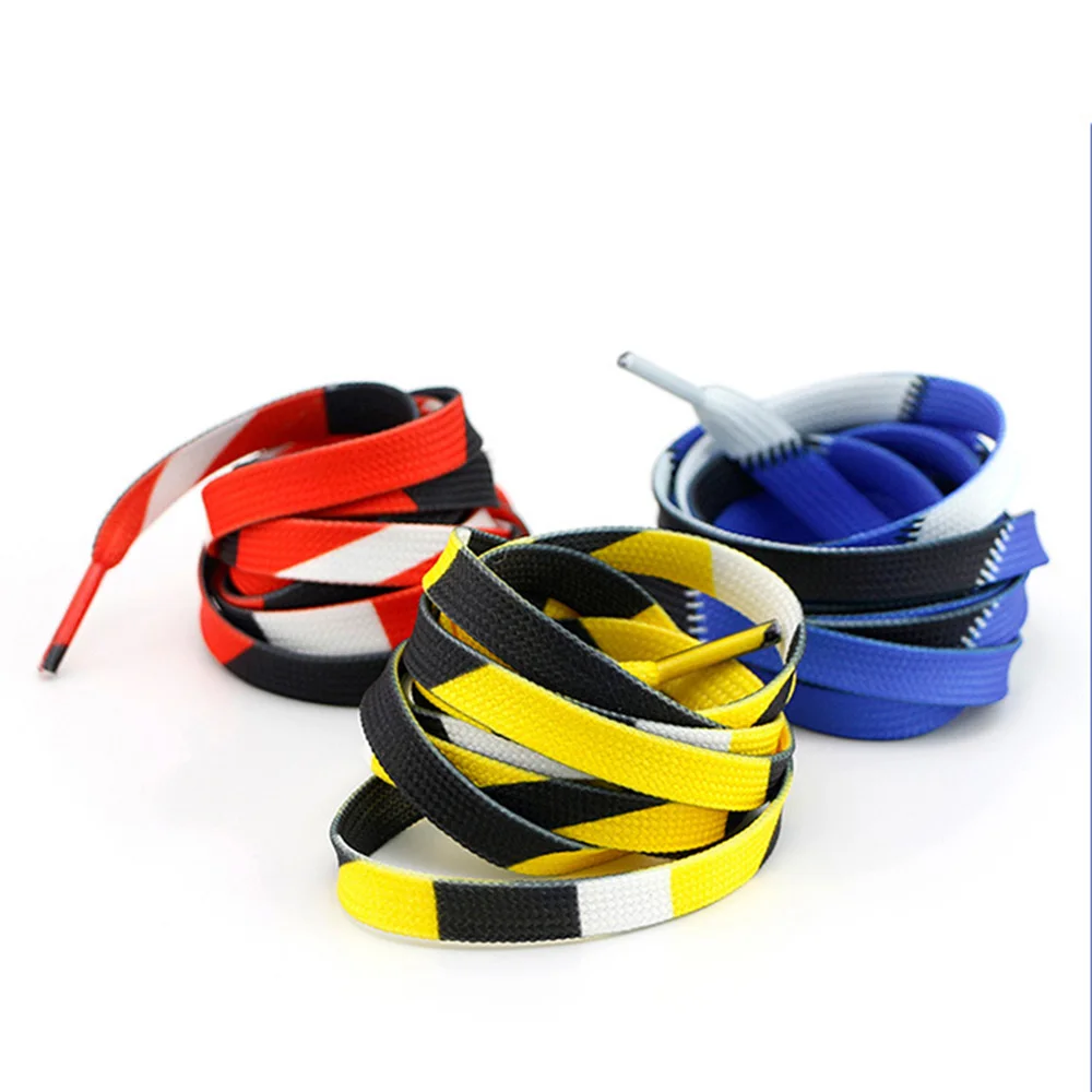 

1 Pair Color Block Flat Shoelaces Classic Woven Cutout Sneakers Three-color Shoelace Suitable For All Shoes Gift Shoe Decoration