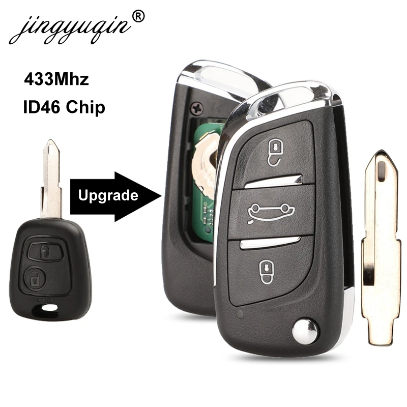 Jingyuqin DS Style mofifified Flip Key Control для Peugeot 206 207 206CC Citroen C2 2 кнопки Fob дистанционный ключ 434