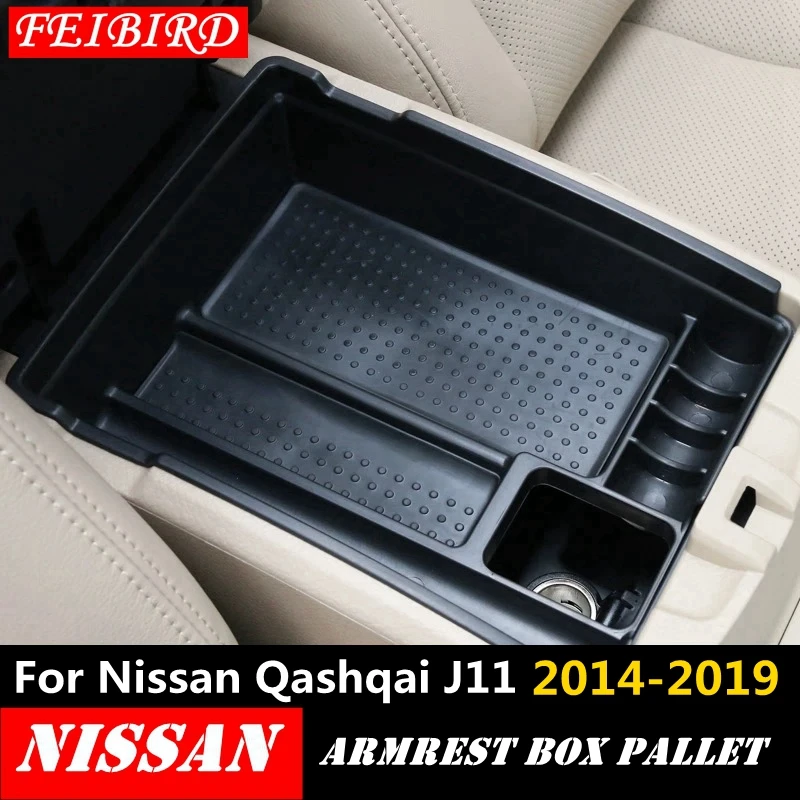 

Central Console Armrest Box Secondary Multifunction Storage Box Phone Holders Tray Accessory For Nissan Qashqai J11 2014 - 2019