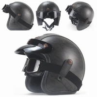 four seasons retro helmet personality helmet leather electric car 34 patrol pedal large half helmet men