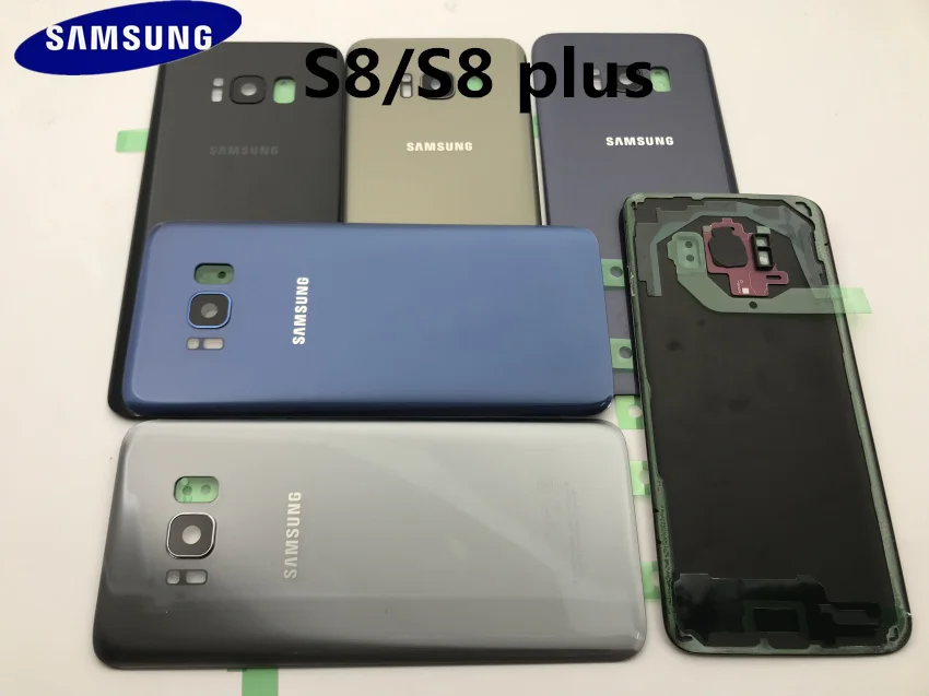 Samsung Galaxy S8 G950 S8 plus G955 задняя крышка батарейного отсека Корпус+ Ушная камера стеклянная рамка объектива Запасные части для ремонта