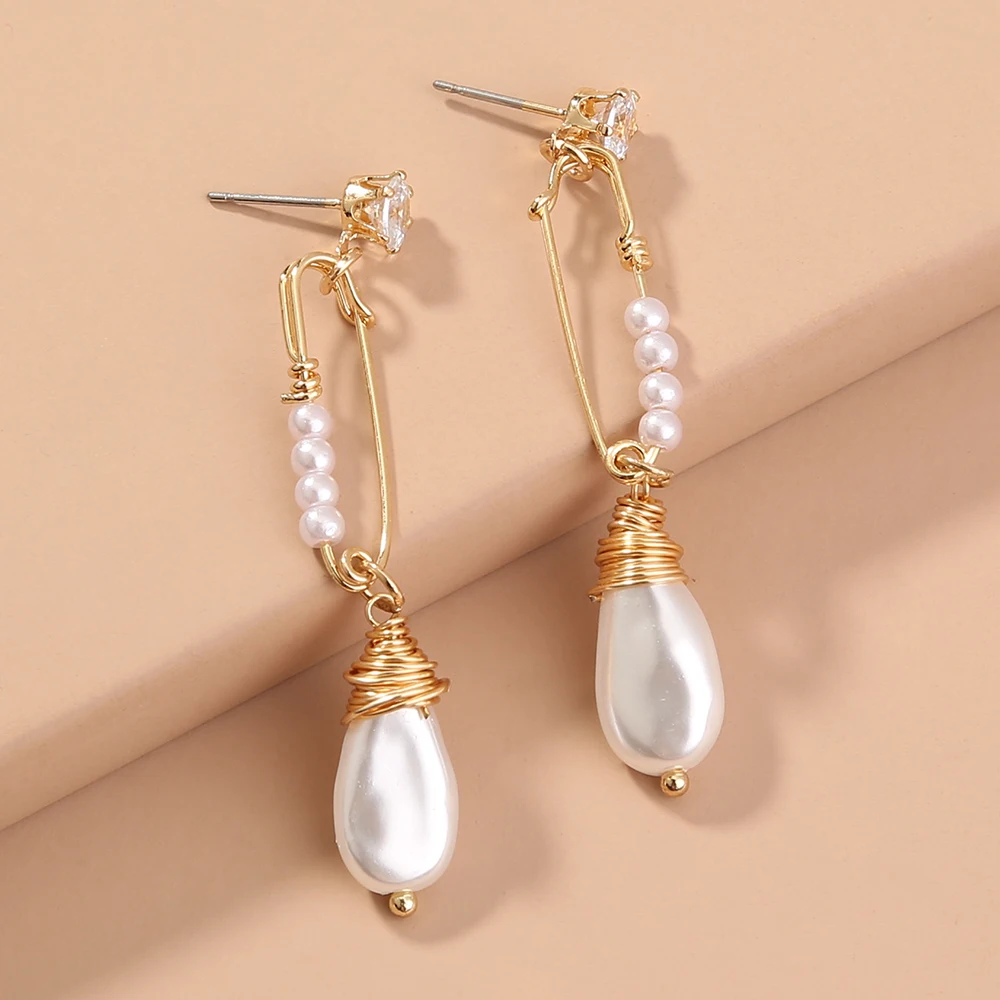 

BISAER Summer New Gold Color Earrings For Women Pearl Earrings French Style Classical Earrings Romantic Jewelry Brincos EGE080