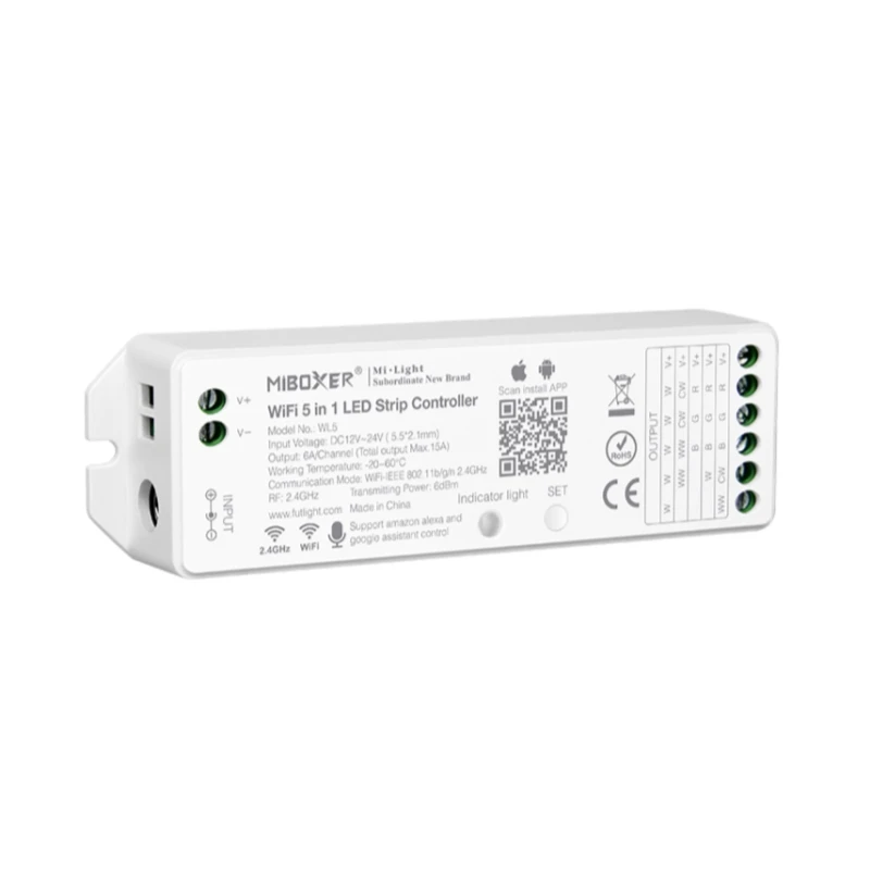 MiBOXER WL5 WiFi светодиодный Светодиодный контроллер полосы 2 4G 15A 5 в 1 подходит для