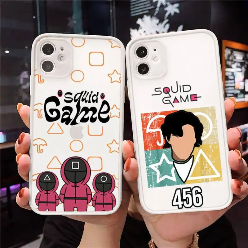 

Squid Game Round Six Phone Case Matte Transparent for iPhone 7 8 11 12 s mini pro X XS XR MAX Plus Clear mobile bag