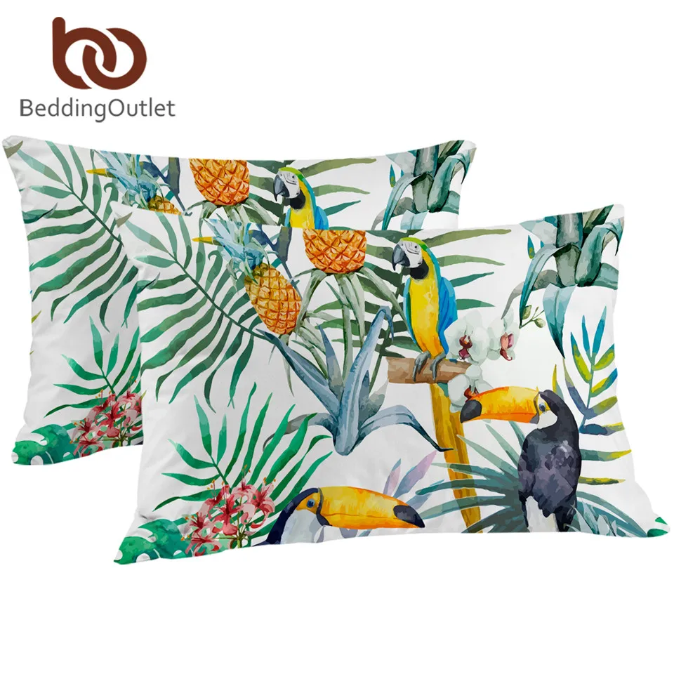 BeddingOutlet искусственная тропическая растительная декоративная наволочка с