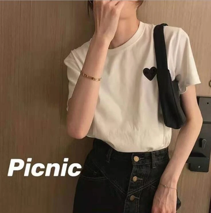 Brand Have Eyes Heart Tee Shirt Harajuku T Women Men Korean Fashion Plus Size Tops 2021 Summer Short Sleeve Tees | Женская одежда