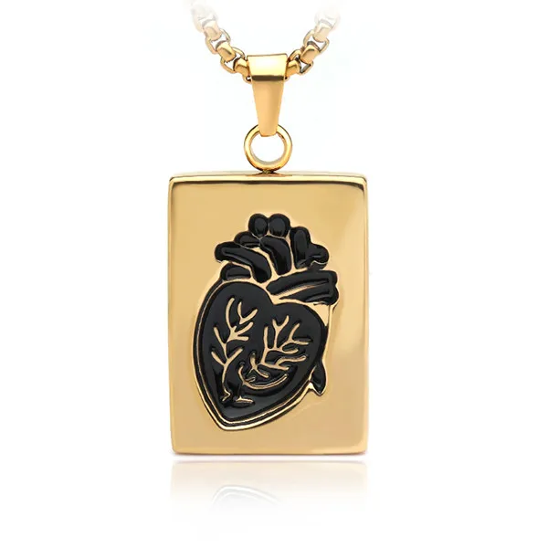 1 pcs Gold 2 ACEBFEET прямоугольная повеска ввиде сердца набор на Прямоугольный кулон титановая сталь Золотое колье влюбленные Сердце ожерелье s для женщин ювелирные изделия BFF - Окраска металла: 1 pcs Gold 2