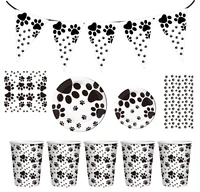pet party dog paw theme birthday party decoration party decoration disposable paper tray paper cup paper towel tablecloth 230