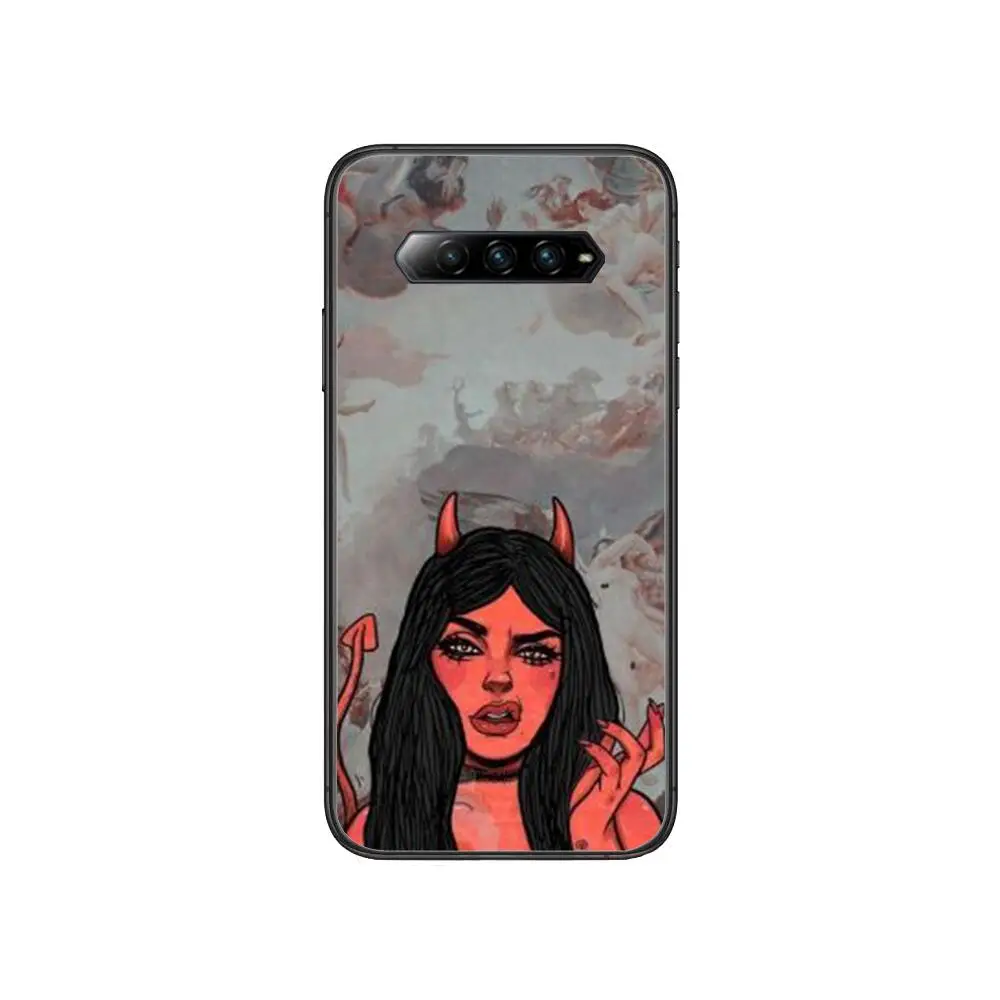 

Sexy woman girl with smoky eyes Anime Phone Case For xiaomi Black Shark 2 3 3s 4 Pro Helo Black Cover Silicone Back Prett
