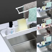 telescopic sink kitchen drainer rack storage basket bag faucet holder adjustable bathroom holder for home kitchen accessorie