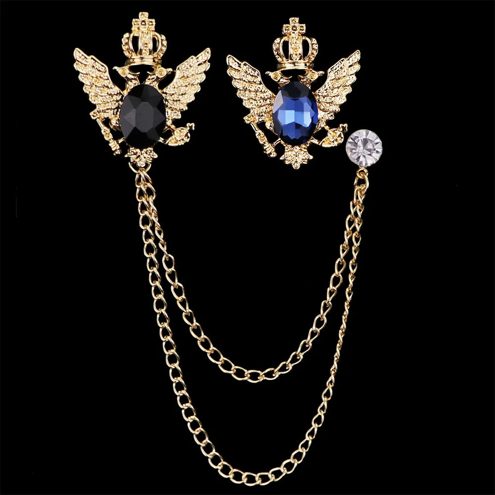 Мужская Брошь В Виде Короны и крыльев с кристаллами | Украшения аксессуары