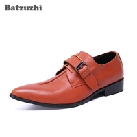 batzuzhi italian style handmade men shoes pointed toe buckle formal leather dress shoes formal chaussures hommes business shoes