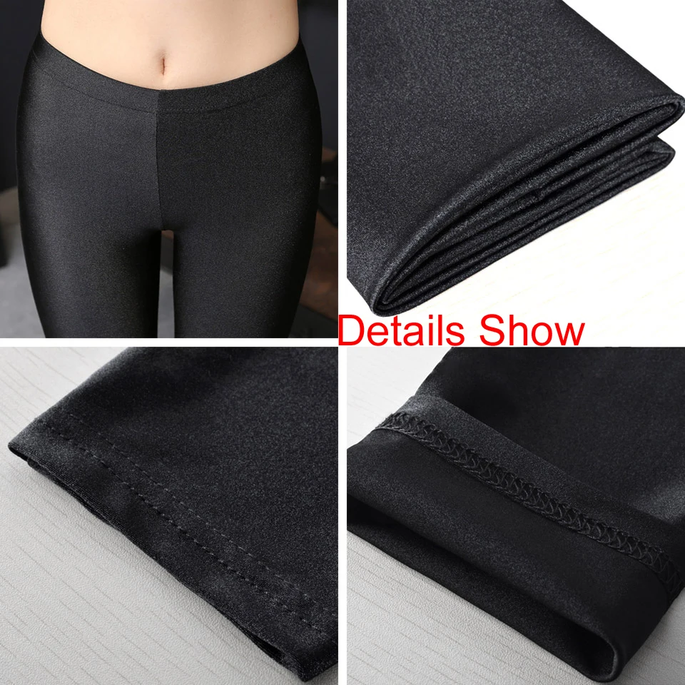 

S-XXXL Plus Size Women Shiny Black Legging Autumn Ladies Push Up Slim Leggings High Waist Stretchy Soft Large Size Women Legging