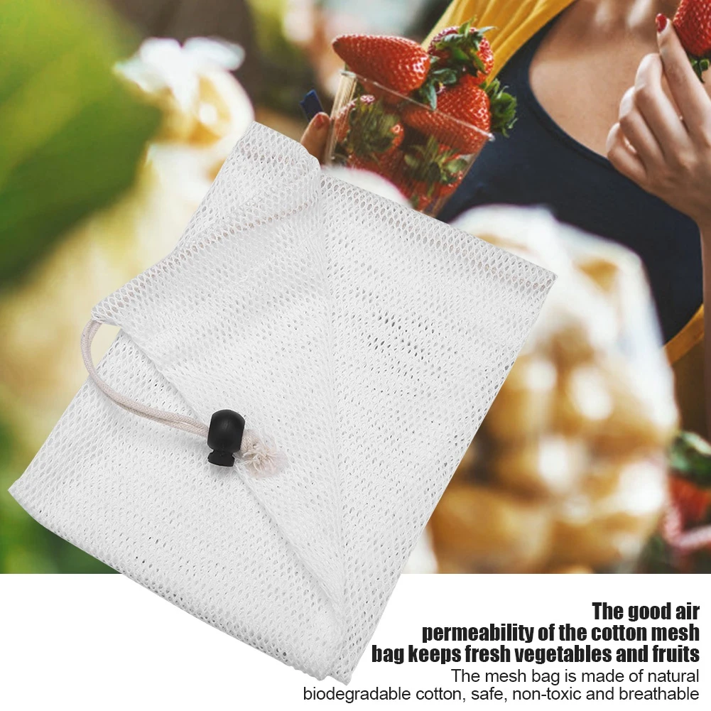 3 размера многоразовые натуральные хлопковые сетчатые сумки из натурального