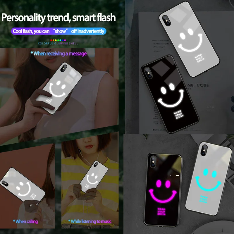 

Voice-Activated Luminous Phone Case For iPhone 11 Pro Max Case Support Wireless Charging Phone Case For iPhone 12 Pro Max Case