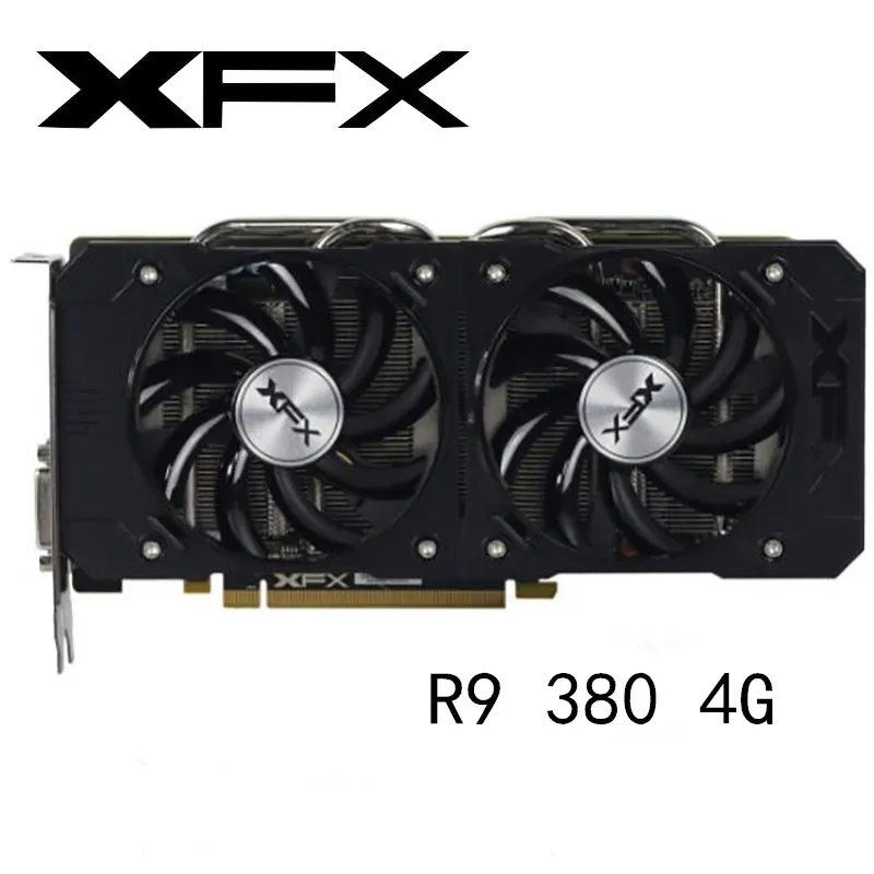 Видеокарта б/у XFX R9380 4 Гб Графика карты для AMD Radeon R9 380X 380 4 Гб Видео Экран карты GPU настольных ПК компьютерных игр