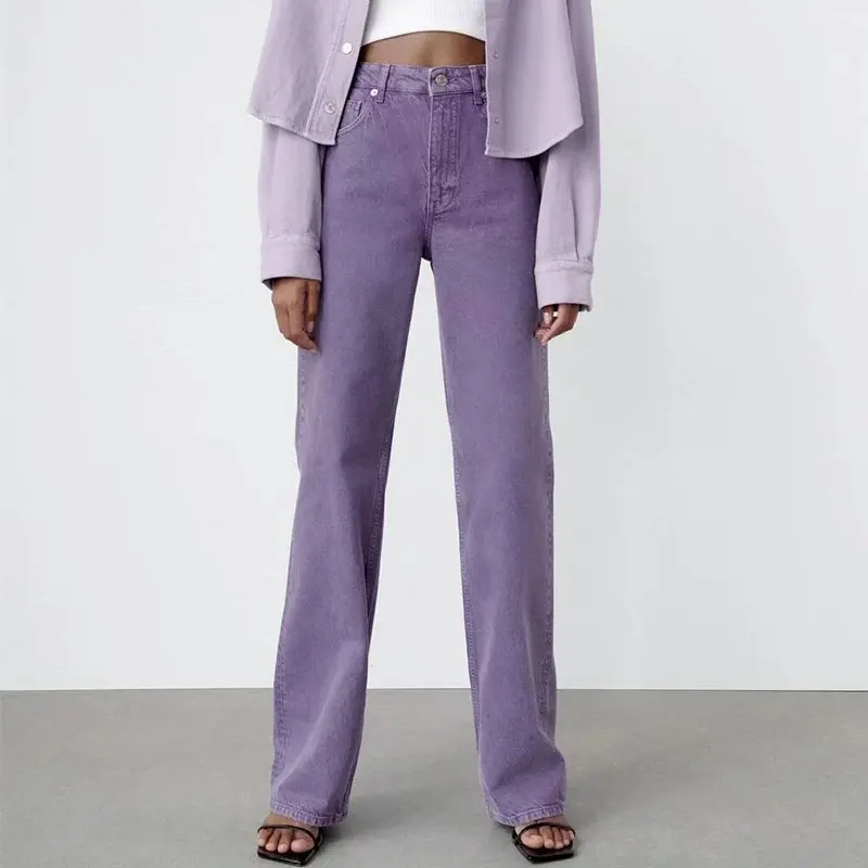 

Nlzgmsj Za Women 2022 Pants For Women Jeans Pockets Wide-leg Jeans Vintage High Waist Zipper Fly Female Denim Trousers 202111