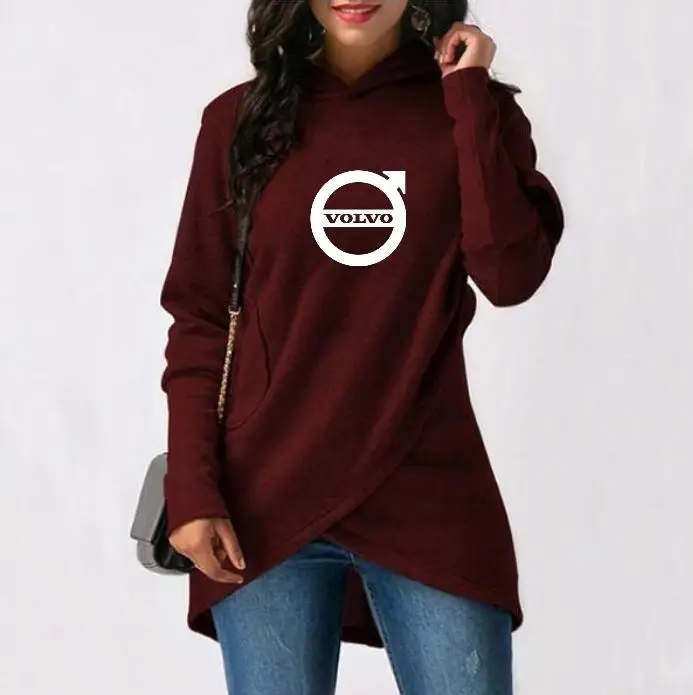 Женская флисовая рубашка с капюшоном и карманом в виде машины букв для volvo