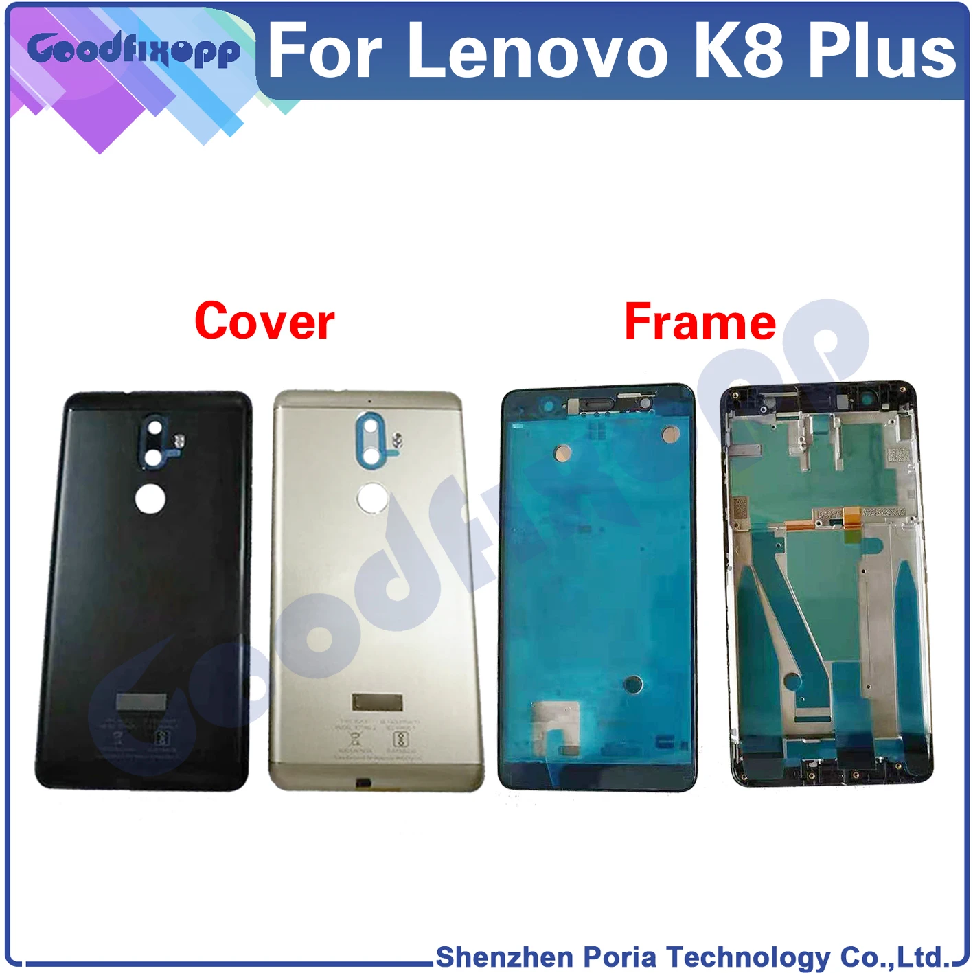 

Для Lenovo K8 Plus, передняя рамка, задняя крышка батареи, задняя крышка, средняя рамка, задняя крышка для Lenovo K8Plus