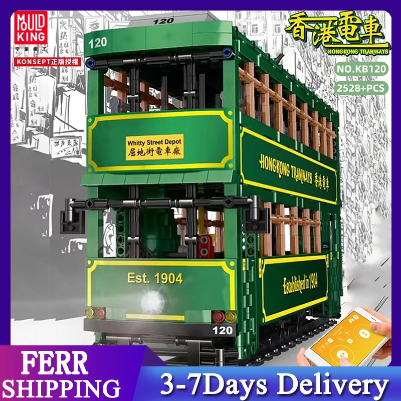 

Mould King APP RC 2528pcs Technical Hong Kong Tram double decker bus Building blocks Assemble Toys Christmas Gifts KB120
