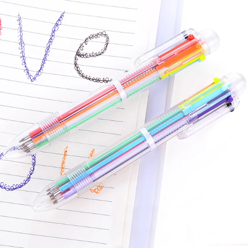 

Multi-color 6 in 1 Color Ballpoint Pen Kids Stationery School Office Supplies