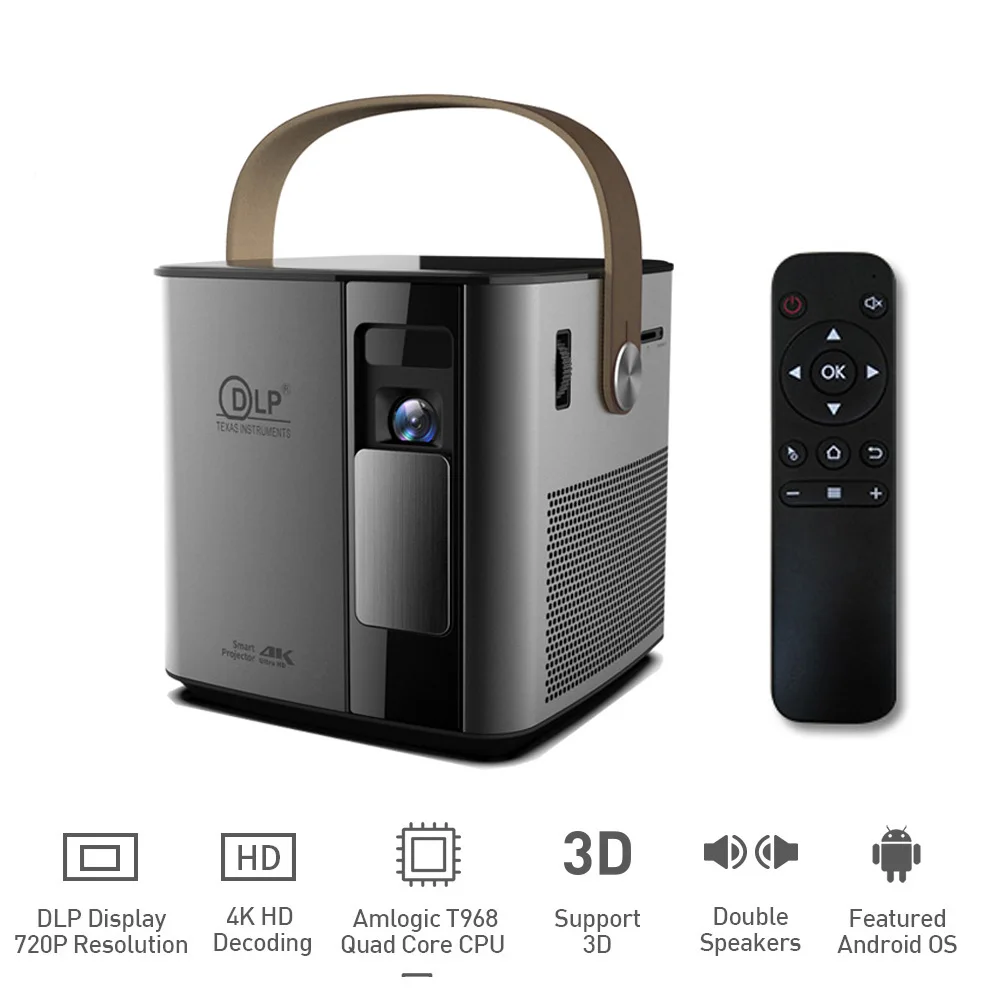DLP 2020 Новый P12 3D проектор Android WI FI USB 720P Full HD для домашнего Театр smart 4K 12000 мА/ч Батарея