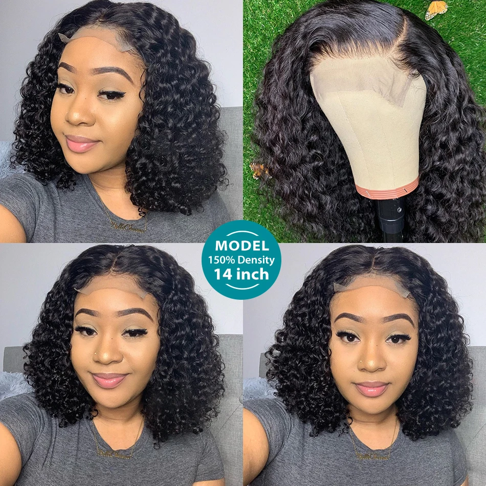 

20Inch Soft Preplucked Black Remy Bleach Knots Kinky Curly 13x4/6 T Part Lace Front Human Hair Wig For Women With Babyhair Daily