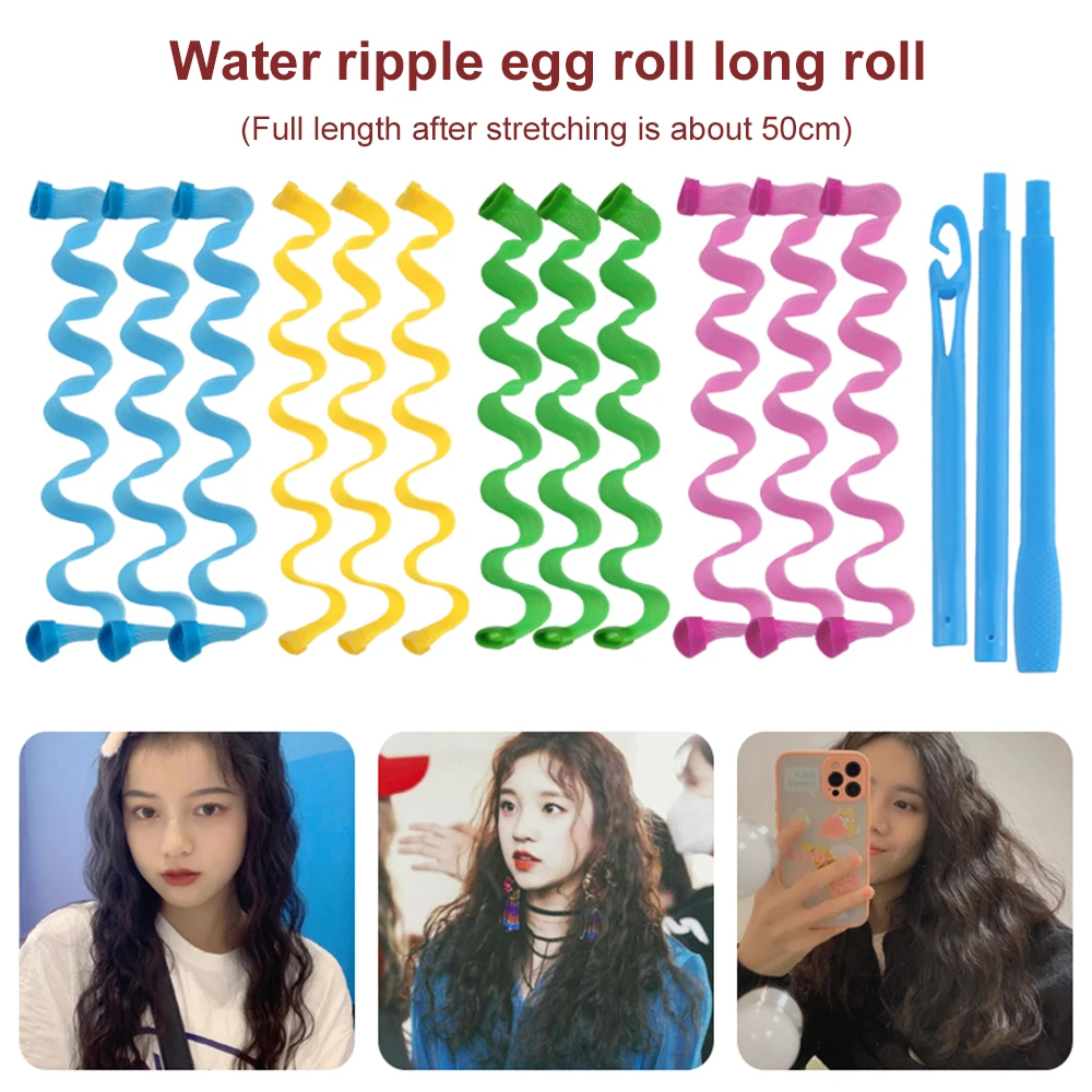 

12PCS Magic Hair Curlers 50CM DIY Portable Wave Hairstyle Rollers Sticks Durable Beauty Makeup Curling Hair Styling Tools