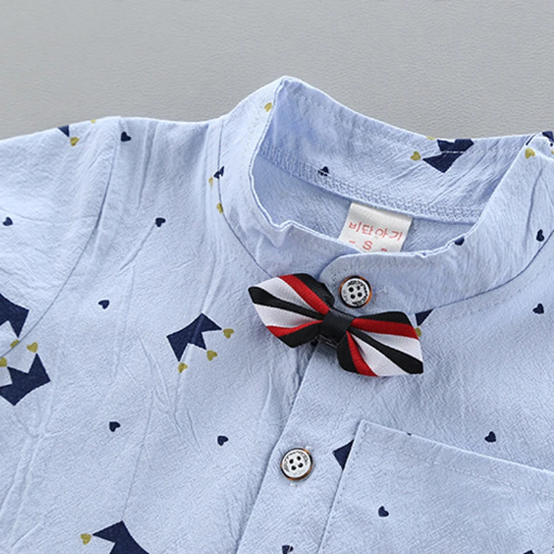 IENENS Summer Baby Boys Clothes Clothing Sets Kids Short Sleeve Shirt + Shorts Outfits 1 2 3 4 Years Child Bow Tie Shirts Suits |