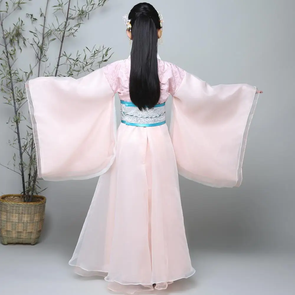 

China Girls Folk Dance Performance Clothes Hanfu Chinese Autumn Costume For Kids Traditional Ancient Princess Dress