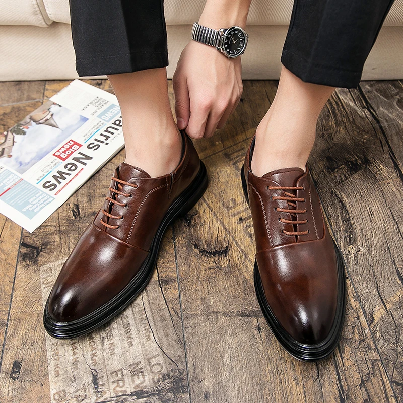 

Luxury Men Comfortable Oxford Shoes Men's Leather Fashion Man coffee black Shoes Office Business Dress Casual Shoes For Men